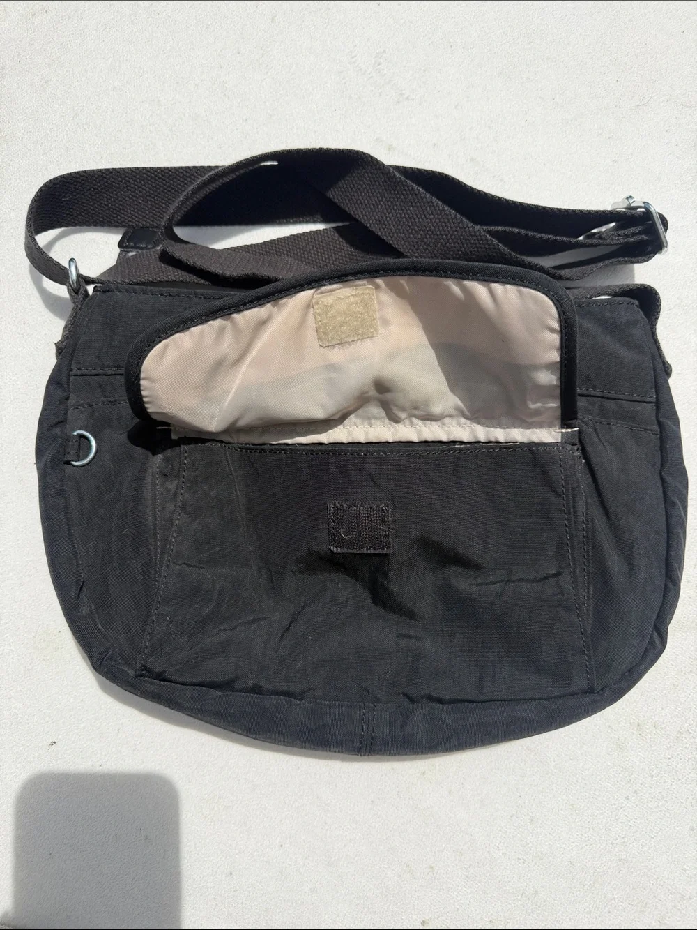 Kipling Black Crossbody Messenger Bag with Silver Hardware